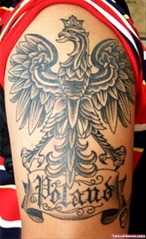 Grey Ink Poland Eagle Tattoo