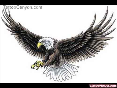 Open Large Wings Eagle Tattoo Design