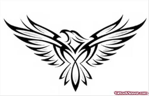 Impressive Black Tribal Eagle Tattoo Design