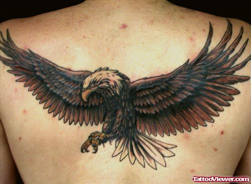 Large Eagle Tattoo On Man Back Body