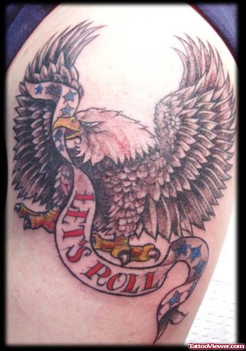 Lets Roll Banner and Eagle Tattoo