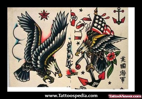 Vintage Eagle Tattoos Designs
