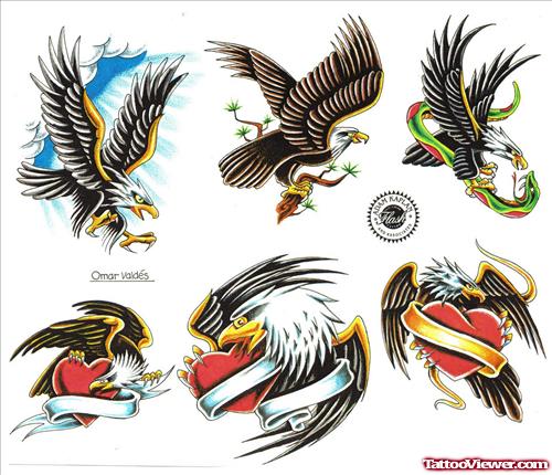Mind Blowing Colored Eagle Tattoos Designs