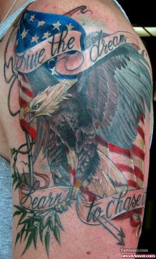 Man Left Half Sleeve Patriotic Eagle Tattoo
