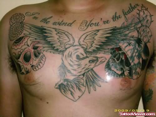 Eagle War Tattoo On Chest