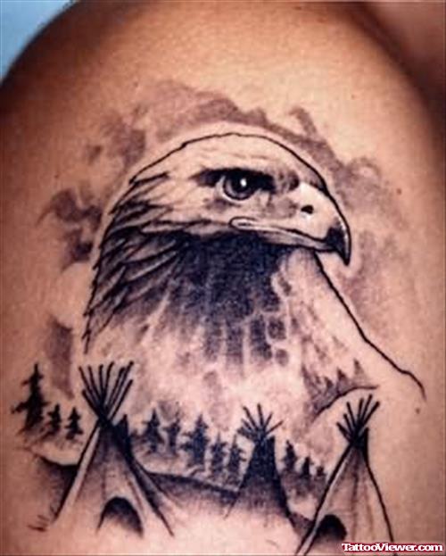 Eagle Seeing Tattoo On Shoulder