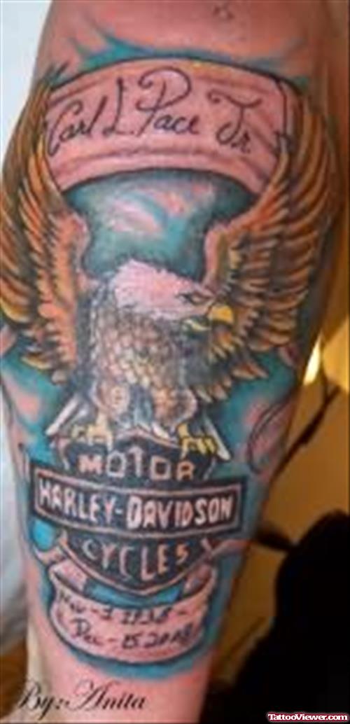Harley Davidson Coloured Eagle Tattoo