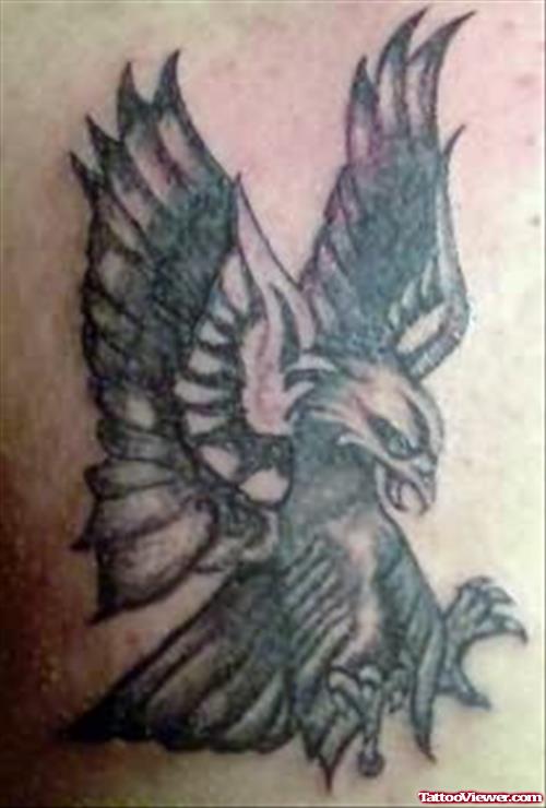 Black Line Eagle Tattoo