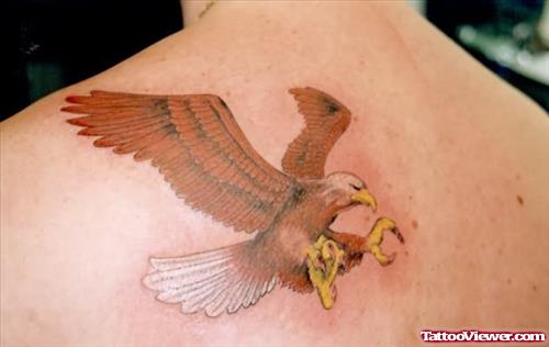Jumping Eagle Tattoo On Back