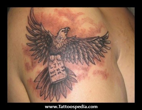 Shoulder Grey Ink Eagle Tattoo