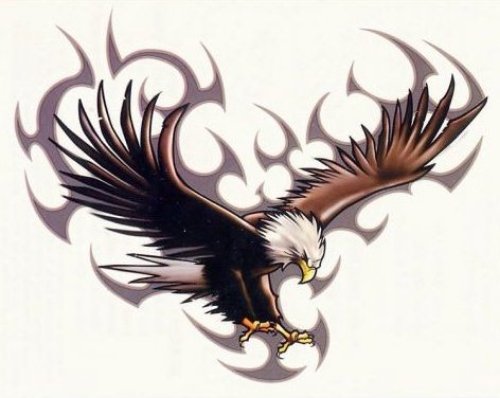 Flaming Tribal Eagle Tattoo Design