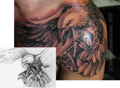 Amazing Man Left Shoulder Eagle Tattoo