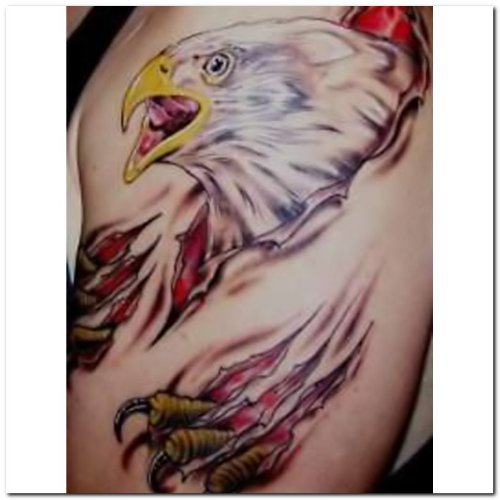 Ripped Skin Colored Eagle Tattoo