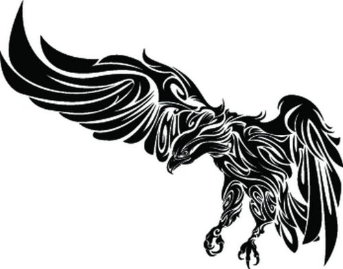 Grey Tribal Eagle Tattoo Design