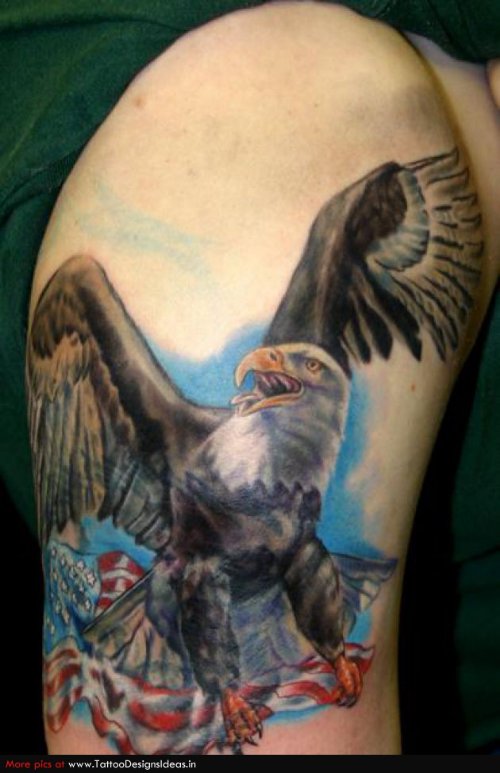 Biceps Colored Eagle Tattoo