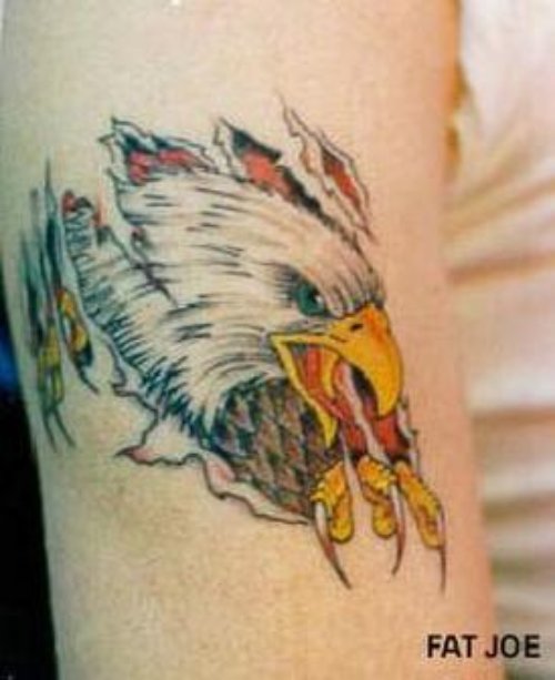 Ripped Skin Eagle Head Tattoo