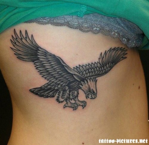 Rib Side Eagle Tattoo For Girls