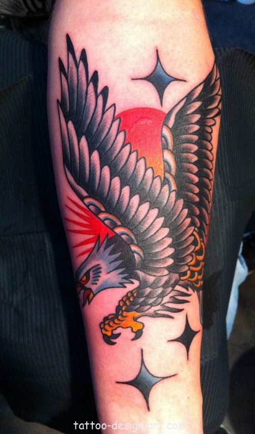 Colored Eagle Tattoo On Arm