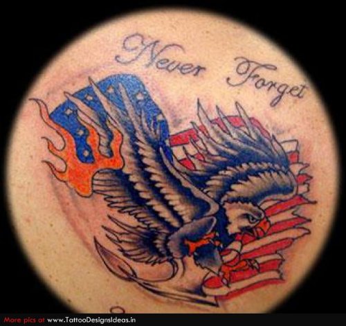 Never Forget Color Eagle Tattoo
