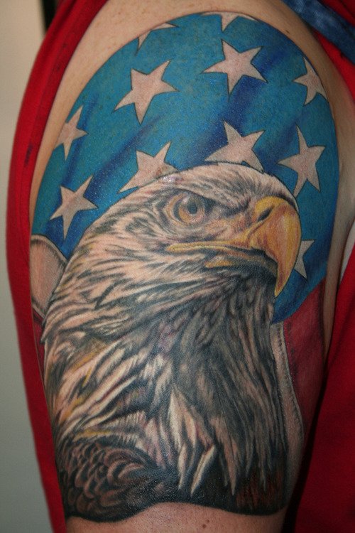 Right Half Sleeve Eagle Head Tattoo