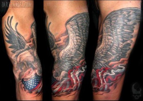 Sleeve Colored Eagle Tattoo