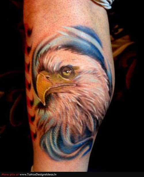 Awesome Colored Eagle Head Tattoo