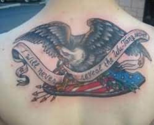 Eagle Message Tattoo On Back