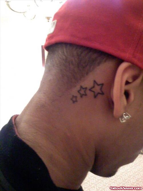Amazing Outline Stars Back Ear Tattoo
