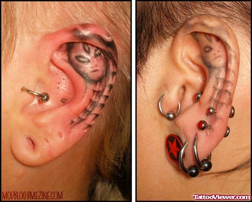 Alien Tattoo In Left Ear