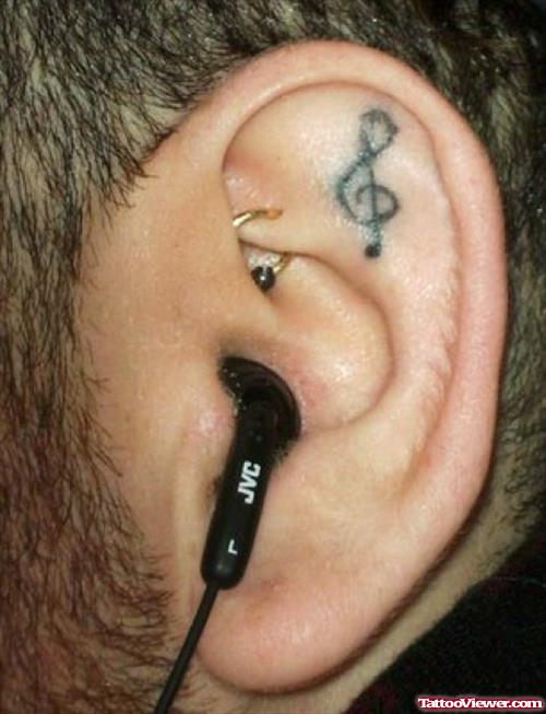 Small Violen Key Ear Tattoo