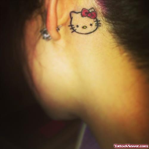 Small Kitty Face Ear Tattoo