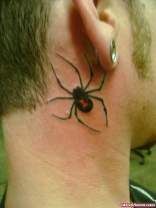 Spider Tattoo Below Ear