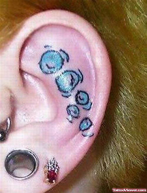 Blue Bubbles Ear Tattoos