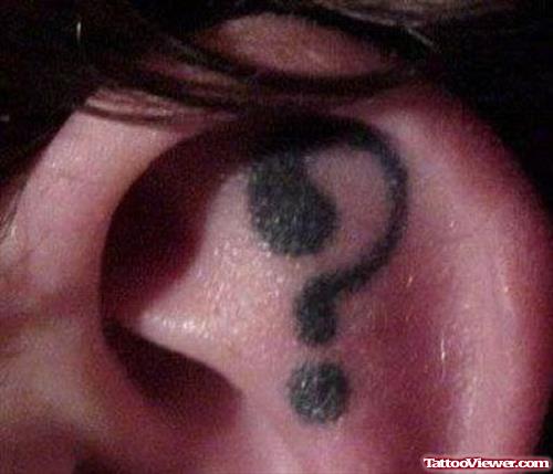 Question Mark Tattoo In Ear