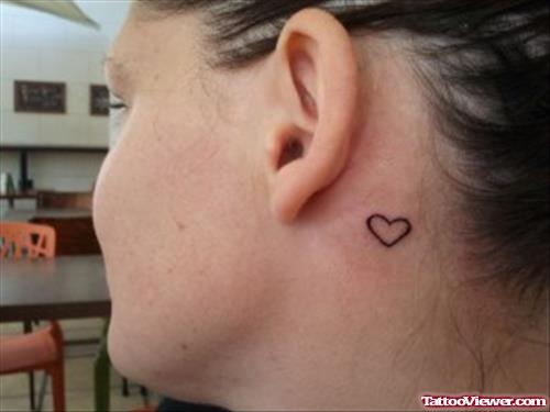 Outline Heart Ear Tattoo