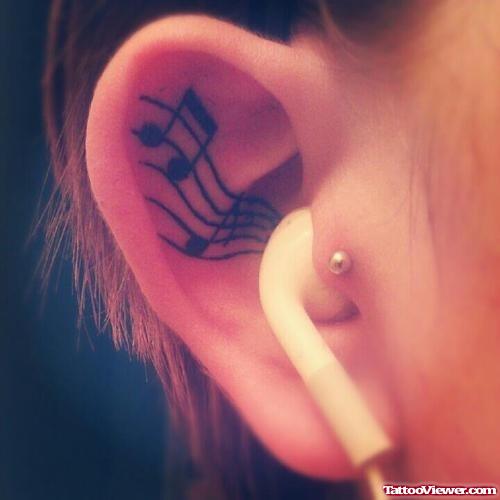 Music Rymes Tattoo In Ear