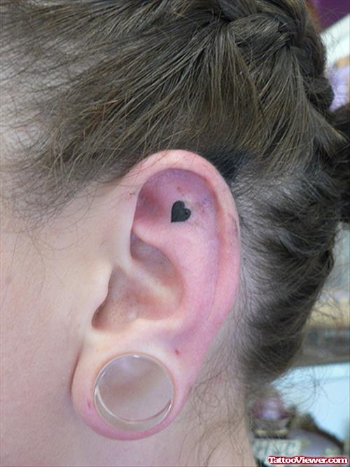 Black Heart Ear Tattoo