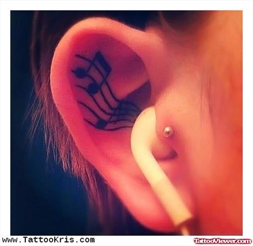 Musical Right Ear Tattoos