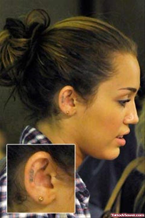 Miley Curus Inner Ear Love Tattoo