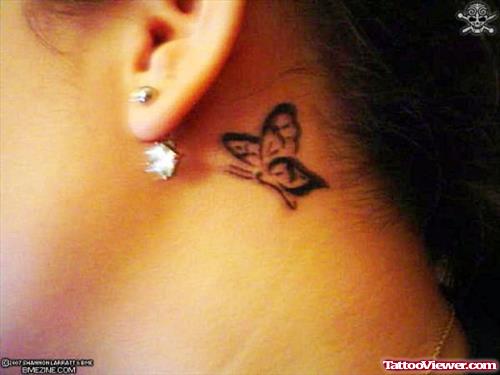 Butterfly Ear Behind Tattoo