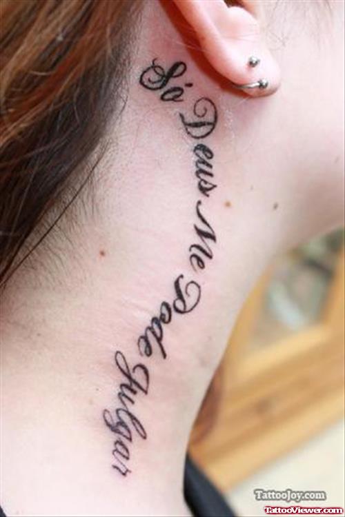 Lettering Below Ear Tattoo