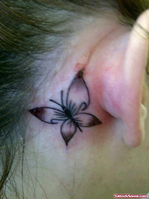 Butterfly Back Ear Tattoo