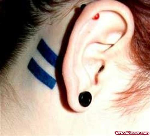Equals To Back Ear Tattoo