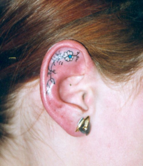 Flower Tattoo Inside Ear