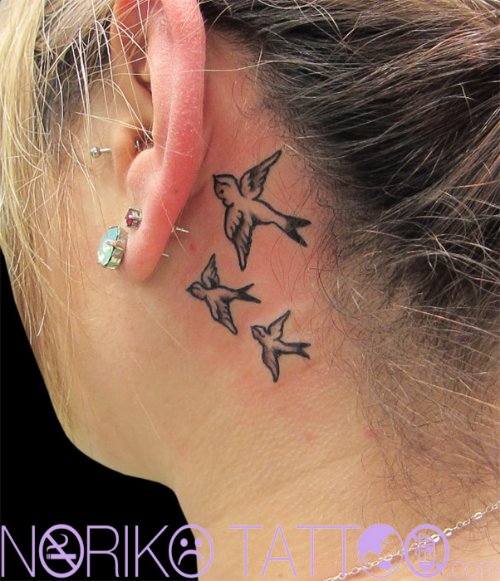 Flying Birds Ear Tattoos