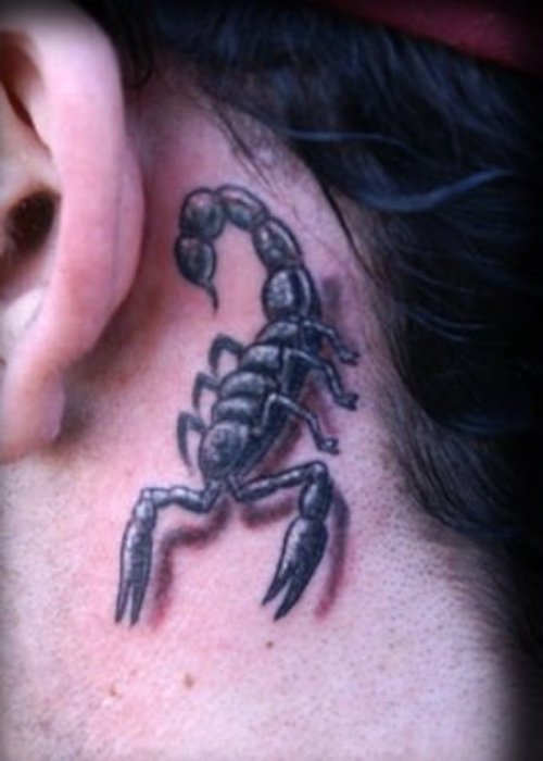 Scorpion Back Ear Tattoo