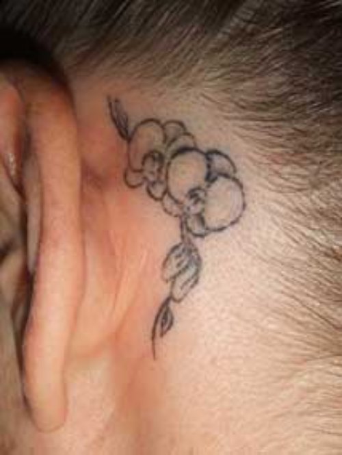Flowers Tattoo Behind Ear