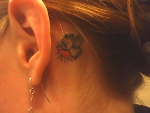 Color Tattoo Behind The Ear
