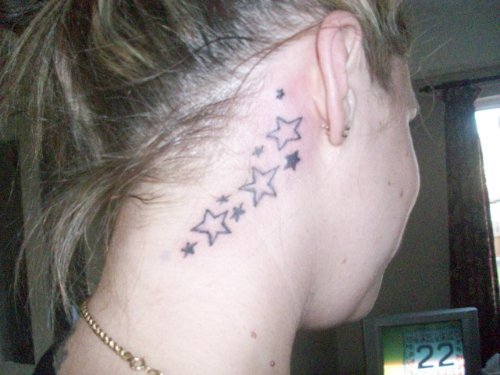 Outline Stars Ear Tattoos