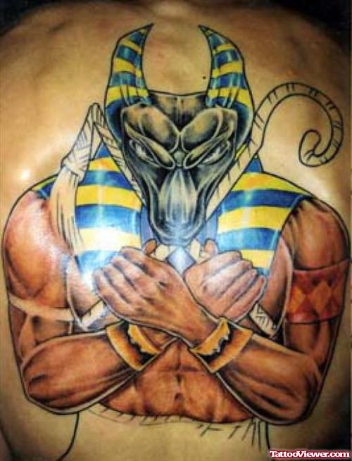 Colored Egyptian Tattoo On Back